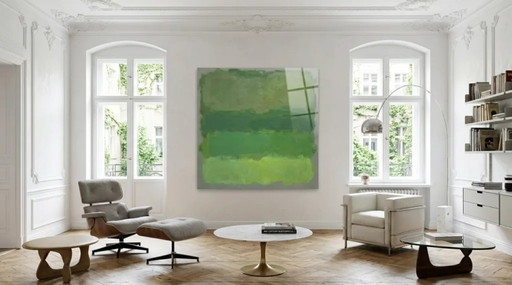 Abstract Groen Kleurveld Schilderij – Verloop Stijl Mark Rothko | Premium Gallery Print 6 mm Ontspiegeld Acrylglas