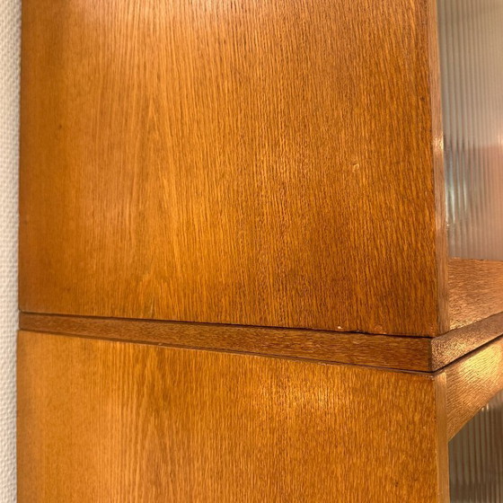Image 1 of Tall glass display case from the 1960s with ribbed glass