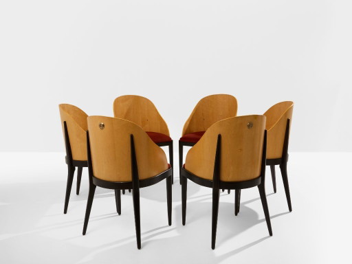 Garouste & Bonetti Concerto Chairs Sycamore Bronze Alpaca Velvet 1990 – eetkamerstoelen, Wood (photo 2 of 11)