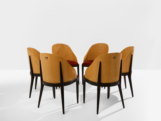 Garouste & Bonetti Concerto Chairs Sycamore Bronze Alpaca Velvet 1990 – Dining chairs, Wood (photo 2 of 11)