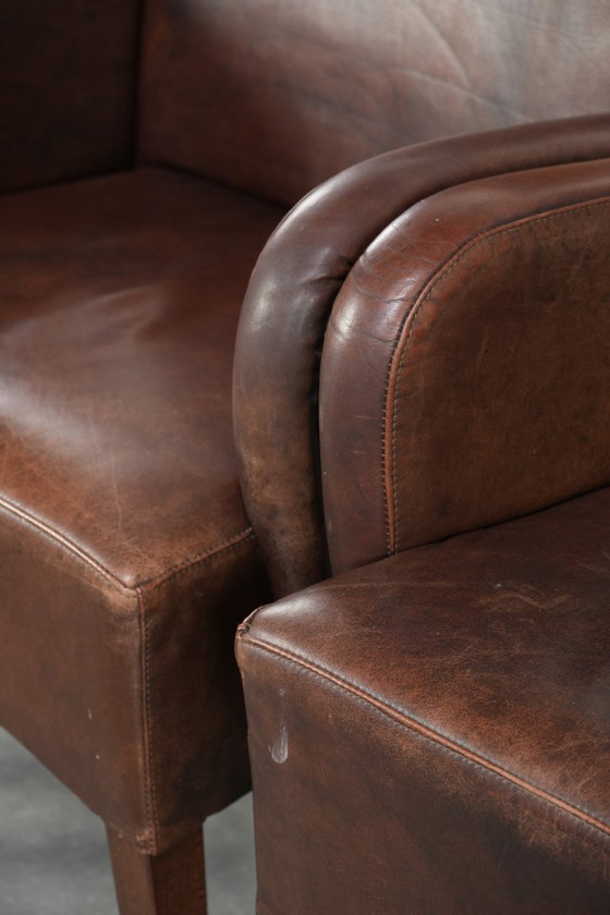 Image 1 of 4 chaises de salle à manger/d'appoint magnifiquement finies avec accoudoirs en cuir de vachette