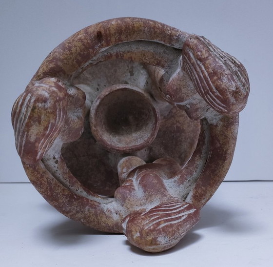 Image 1 of portacandele centrale in ceramica terracotta