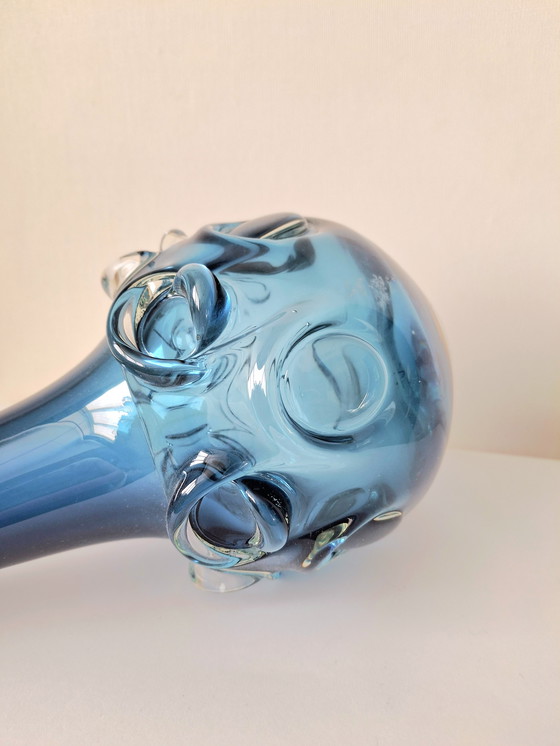 Image 1 of Jan Beránek - Heavy Vintage Glass Vase with Studs | Škrdlovice | 1960s Design