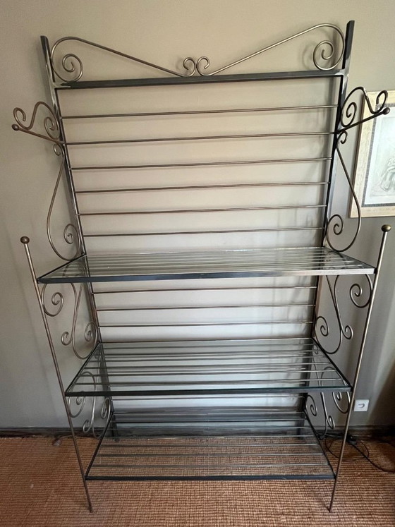 Image 1 of Authentique étagère de boulanger en fer forgé français