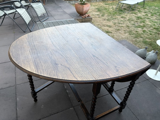Antique Oak Gateleg Table with Turned Legs – Side tables, Wood (photo 4 of 5)