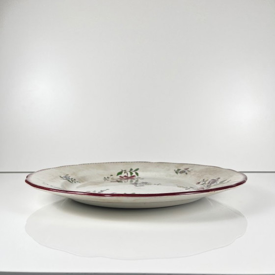 Image 1 of Grand plat rond patiné, modèle Strasbourg, Sarreguemines, 1880-1918