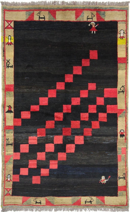 Original Persian carpet Gabbeh Ghashghai oriental carpet 250 cm x 157 cm old natural