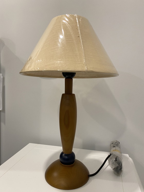Image 1 of Set of 2 Wooden Table Lamps with Fabric Shades