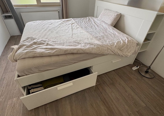 IKEA BRIMNES, Lits 2 places, Bois, Blanc, Modern (photo 2 sur 5)