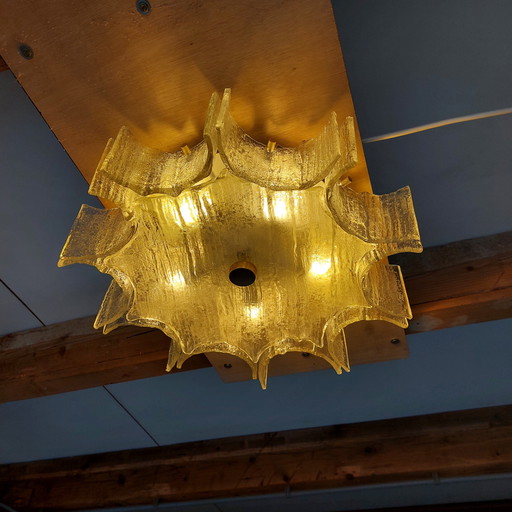 Vintage Kaiser Leuchten ijsglas plafondlamp 