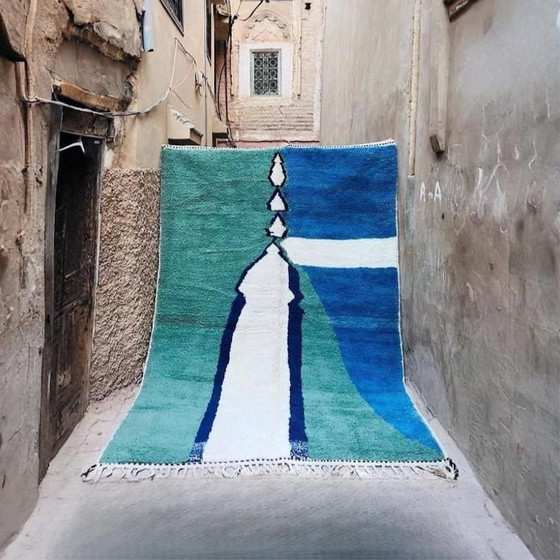 Alfombra bereber grande, hecha a mano con técnicas tradicionales, 150 x 350 cm. – Wool (photo 3 of 5)