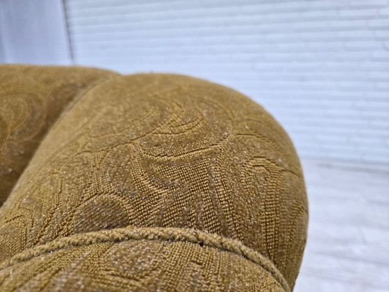 Image 1 of Divano danese a due posti degli anni '50, rivestimento originale in lana verde per mobili.