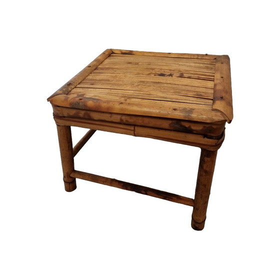 Image 1 of Table à plantes vintage en bambou et écaille de tortue, milieu du 20e siècle