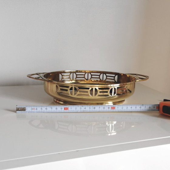 Image 1 of Plateau ancien en porcelaine et laiton Art Déco