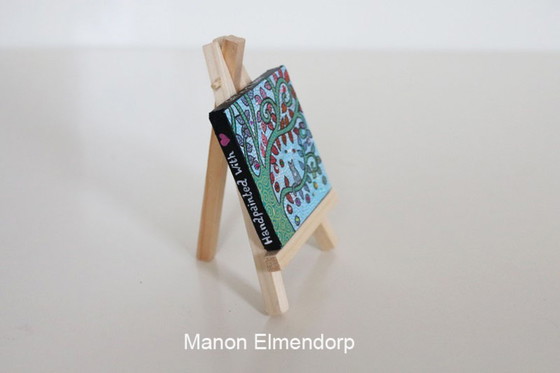 Image 1 of Unique Hand-Painted Small Painting with Donkey and Cat in a Tree