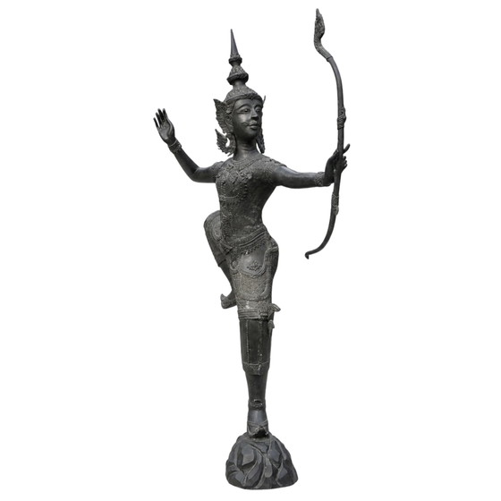 Monumentaal Bronzen Phra Ram (Rama) Boogschutter – Thailand – 168 × 110 cm – Beeldhouwkunst (photo 7 of 11)