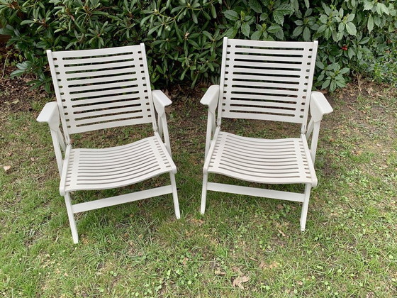 Image 1 of 2 sedie pieghevoli Rex bianche, modello Lounge, Nico Kralj, 1952