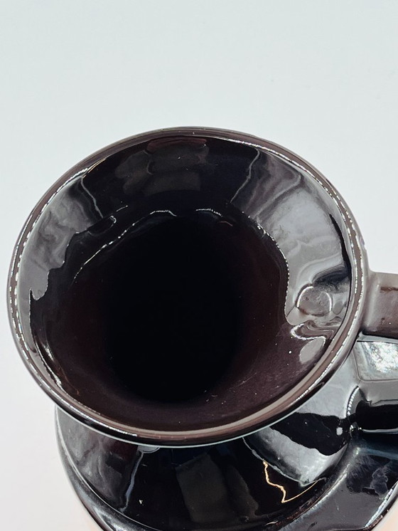 Image 1 of Modernist ceramic vase, orange, relief cabochons, 1970s