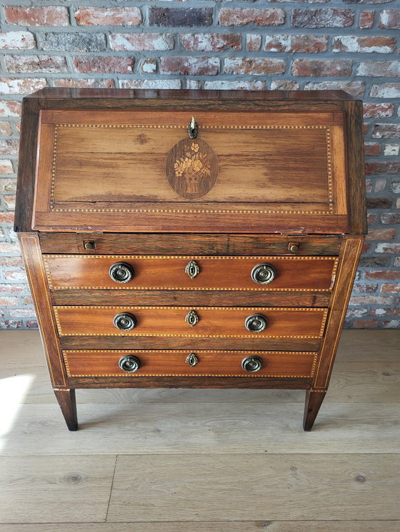 Image 1 of Antiker Sekretär, abklappbarer Deckel, 3 Schubladen