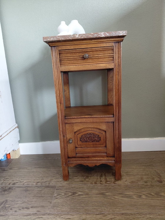 Image 1 of Art Deco bedside table with marble top