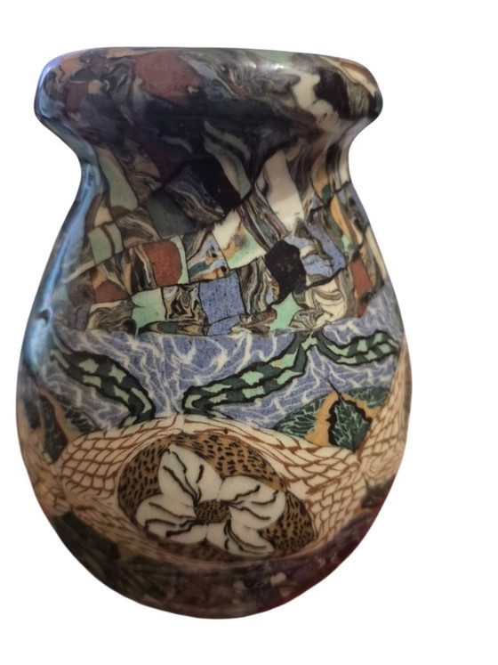Keramische Vaas met Meerkleurige Abstracte Patronen, jean germino, Vazen, Keramiek, Blauw (foto 2 van 14)