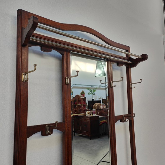 Image 1 of Antique Art Nouveau standing coat rack, hall furniture