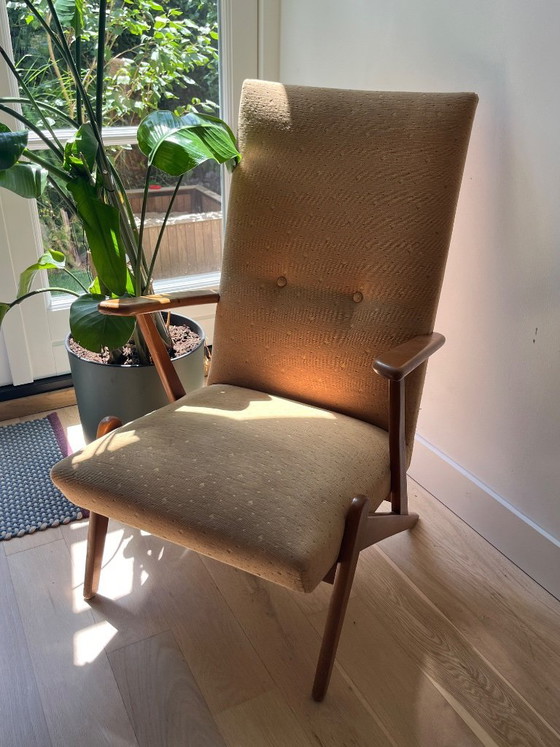 Image 1 of Set van 2 Vintage Pastoe Fauteuils - Gele Stof & Hout