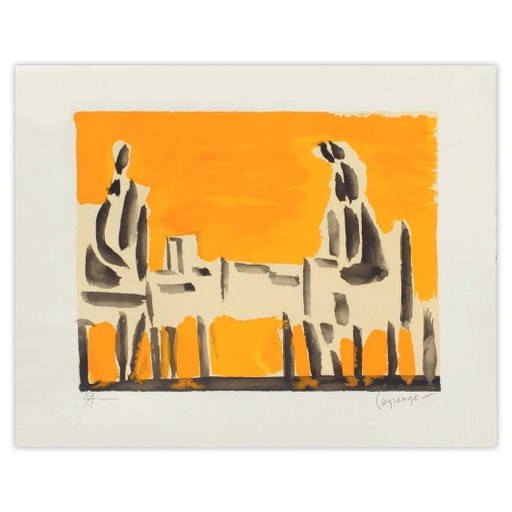 Jacques Lagrange ondertekende lithografie Deux Personnages 1990 – lithos zeefdrukken, Paper (photo 2 of 5)