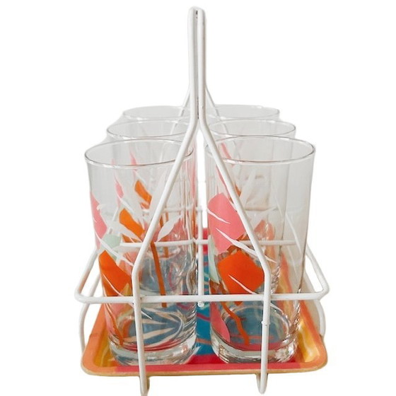 Image 1 of Vintage Mid-century retro limonade glazen rekje 1960's