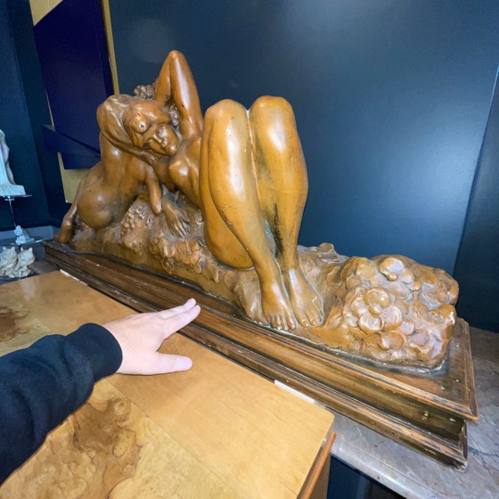 Bacchantes Nude Women & Fruit Sculpture attributed to Jef Lambeau, 1900s – Wood, Barok (photo 13 of 14)