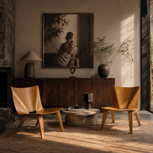 Unique Plywood Bent Oak Design Armchairs
