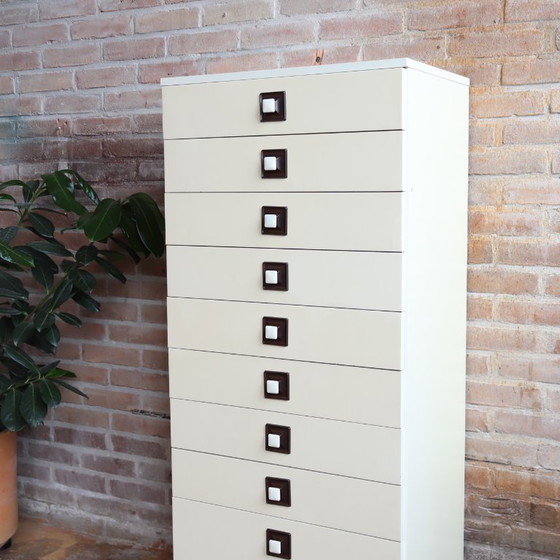 Image 1 of Vintage ladekast post modern space age bruine creme jaren 70