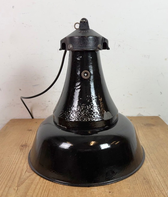 Image 1 of Industrial Black Enamel Bauhaus Pendant Lamp, 1930s