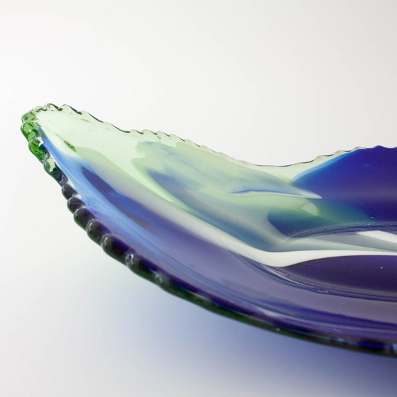 Vintage Leaf Design Glass Tray from Marinha Grande, 1960s, Bowls, Green (photo 10 of 12)