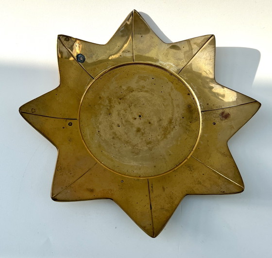 Image 1 of Vintage brass sunburst bowl, mid-century modern, 1960s