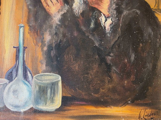 Dipinto a olio vintage di alchimista di metà secolo – Dipinti e disegni, Tela (photo 11 of 16)