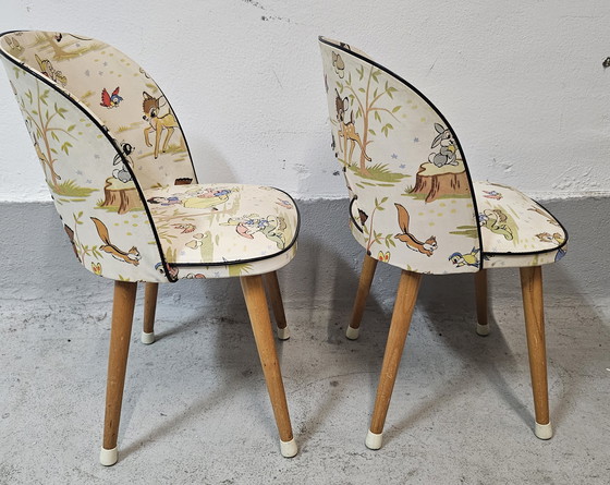 Image 1 of Set of 2 vintage Disney fairy tale children's chair Skai cover 1950s