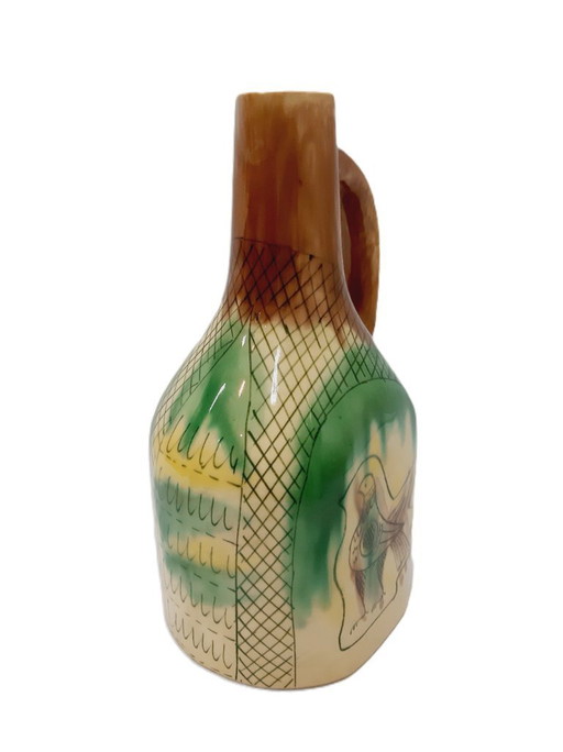 Brocca in ceramica smaltata vintage, brocca 23 cm