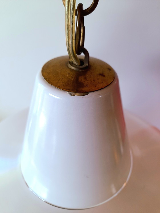 Image 1 of UFO silkscreened glass pendant light, 1970