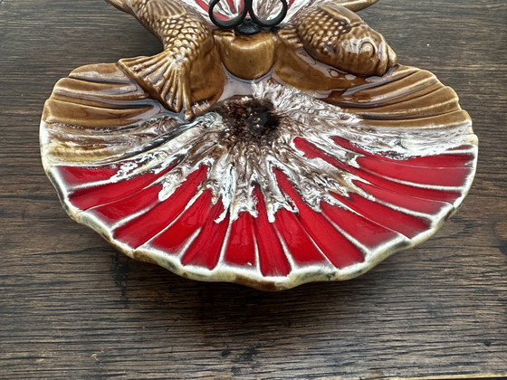 Image 1 of Serviteur à Hors D'œuvres Vintage Céramique Barbotine attribué Vallauris