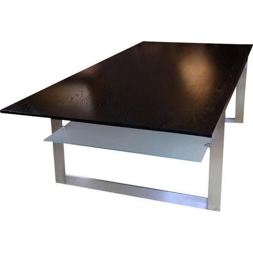 Tavolino vintage in alluminio e frassino nero della collezione naver modello Ak 132