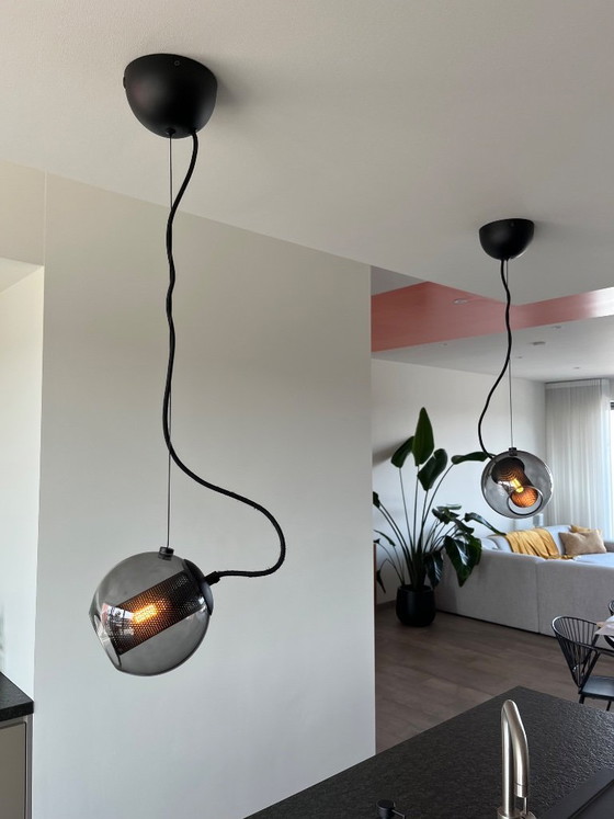 Image 1 of 3x Forty-Five Hanging Lamps Smoke - Halo design