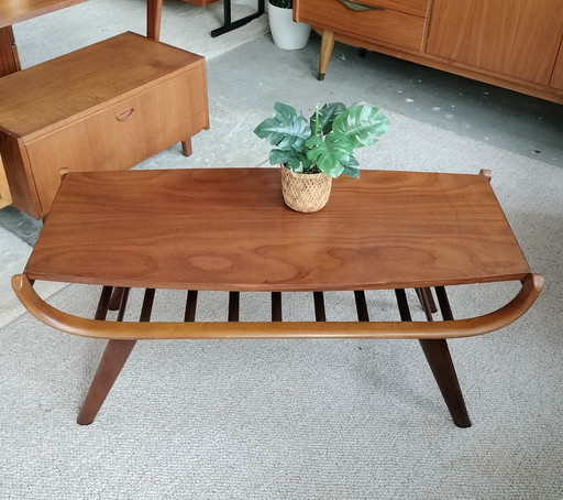 Tavolino vintage in teak, piano reversibile (Louis van Teeffelen?)