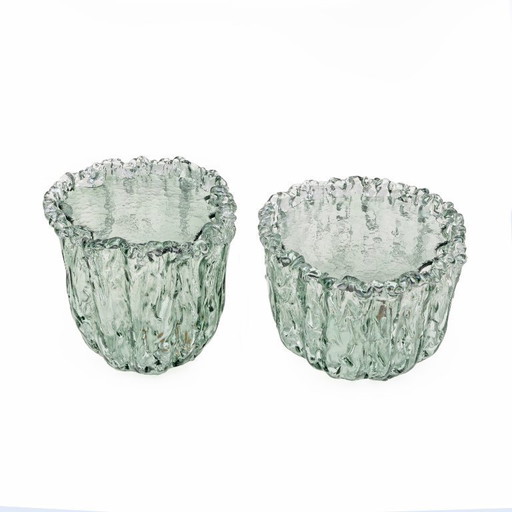 Ein Paar Couchtische aus aquamarinfarbenem Muranoglas von Tokujin Yoshioka