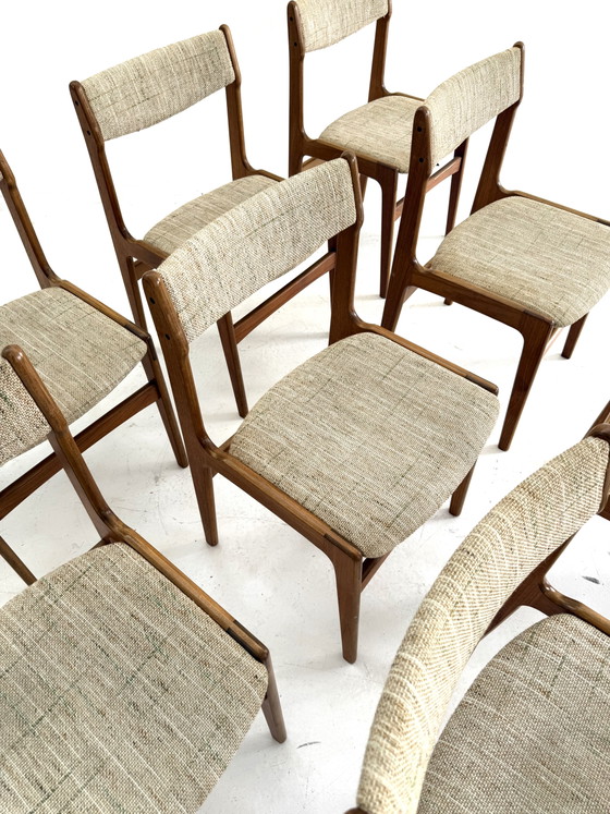 Set di 10 sedie da pranzo vintage, Erik Buch '60 – Wood, Textile (photo 4 of 13)