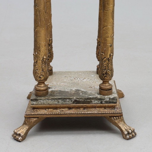 Decorative Pedestal with Marble Top and Lion Paw Feet  For sale: an elegant decorative pedestal with a marble top and beautifull