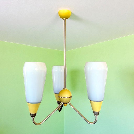 Lustre à 3 lumières Mid Century Modern