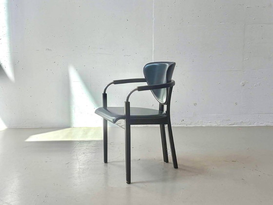 Italian vintage stiletto armchairs in leather, 1980s – Side chairs (photo 6 of 13)