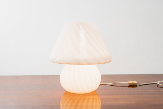 Image 1 of Large Murano Mushroom Rose Table Lamp 1970’s Design Pink Shade