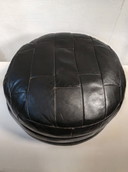 Vintage round patchwork leather pouf De Sede